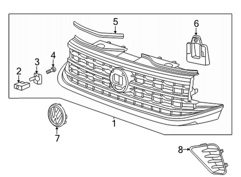 2021 Volkswagen Atlas Grille & Components Diagram 2