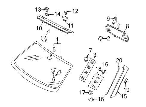 Mirror Inside Diagram for 443-857-511-01C