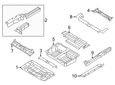 2012 Volkswagen Routan Pillars, Rocker & Floor - Floor & Rails