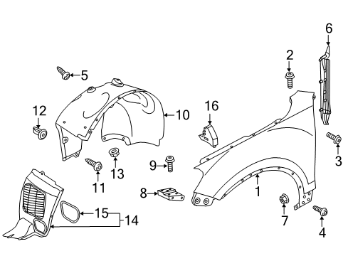 2014 Volkswagen Touareg Fender & Components Diagram 1