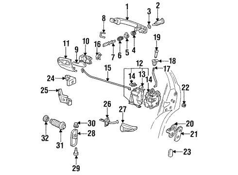1999 Volkswagen Jetta Front Door - Lock & Hardware