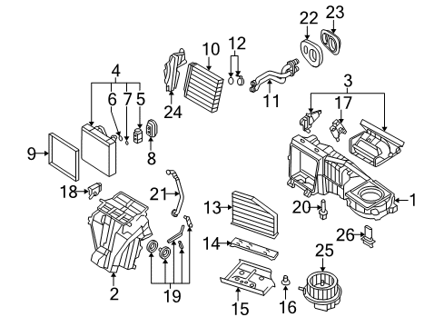 2008 Volkswagen Rabbit A/C Evaporator & Heater Components Diagram 4