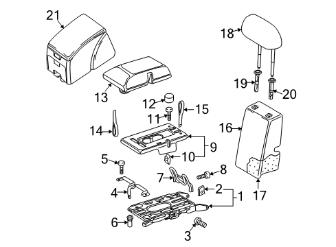 2016 Volkswagen Tiguan Rear Seat Components Diagram 1