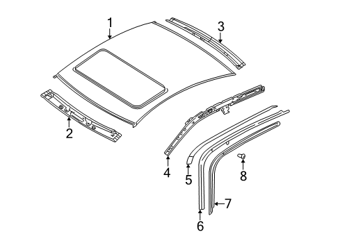 2004 Volkswagen Passat Roof & Components, Exterior Trim, Body Diagram 2