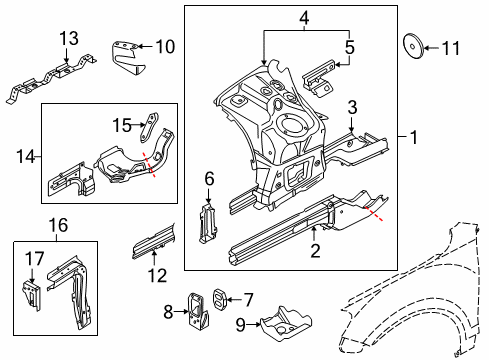 2016 Volkswagen Touareg Structural Components & Rails