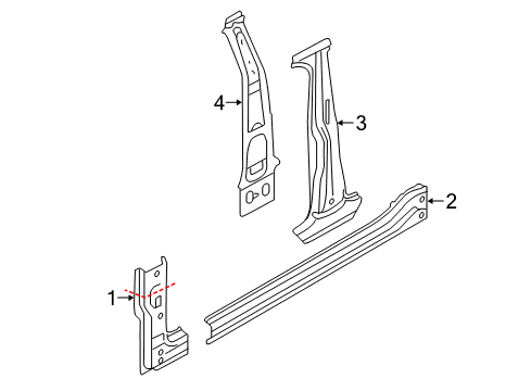 2016 Volkswagen Golf Hinge Pillar, Lock Pillar, Rocker