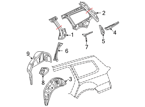 2009 Volkswagen Passat Inner Structure - Quarter Panel Diagram 2