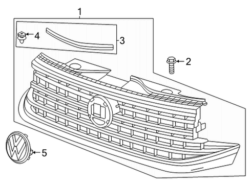 2020 Volkswagen Atlas Cross Sport Grille & Components Diagram 2