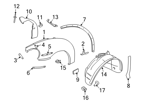 2010 Volkswagen Beetle Fender & Components Diagram 1