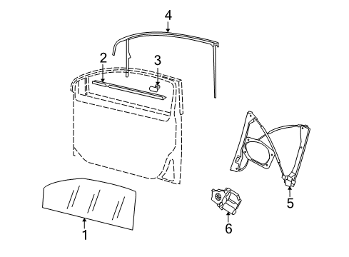 2009 Volkswagen GTI Window Guide Diagram for 1K4-837-432-E-5AP