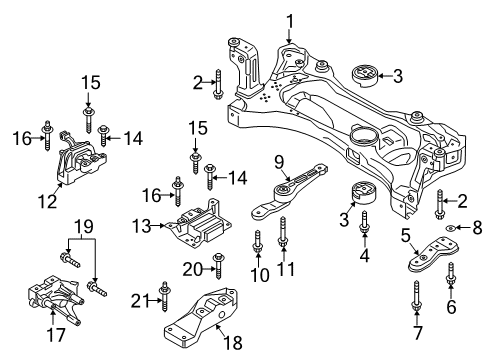 2019 Volkswagen Golf Alltrack Engine & Trans Mounting Diagram 1