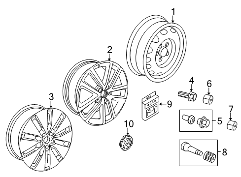 2012 Volkswagen Jetta Wheels, Covers & Trim Diagram 6
