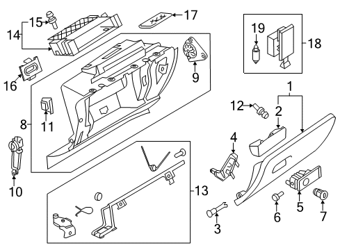 2011 Volkswagen Touareg Glove Box Lamp Diagram for 1J0-947-301
