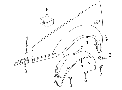 1999 Volkswagen Golf Fender Diagram for 1J0-821-021