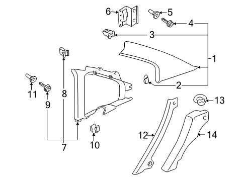 2003 Volkswagen Passat Interior Trim - Quarter Panels Diagram 1