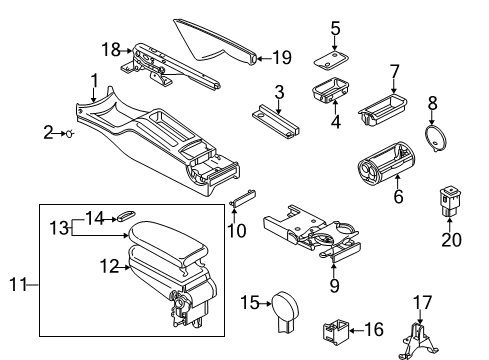 1999 Volkswagen Jetta Front Console, Rear Console Diagram 2