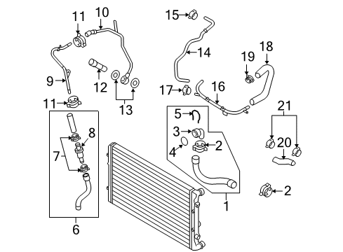 2007 Volkswagen Eos Coolant Hose Diagram for 06F-121-058-D