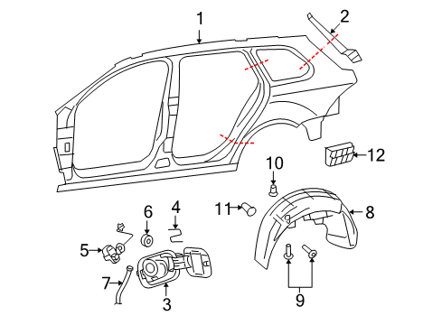 2009 Volkswagen Jetta Quarter Panel & Components Diagram 1