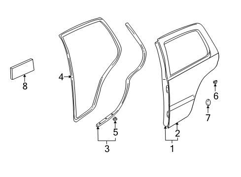 2003 Volkswagen Golf Window Guide Clip Diagram for 3B0-839-723