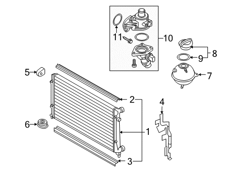 2007 Volkswagen Eos Radiator & Components Diagram 1