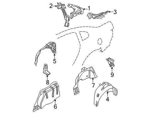 2004 Volkswagen Passat Inner Structure - Quarter Panel Diagram 1