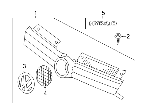 2012 Volkswagen Jetta Grille & Components Diagram 1