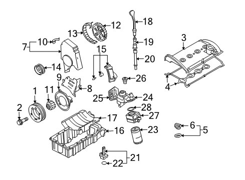 2002 Volkswagen Jetta Engine Parts & Mounts, Timing, Lubrication System Diagram 1