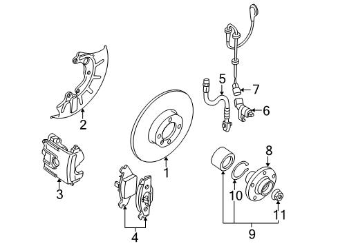 2005 Volkswagen Golf Brake Components, Brakes Diagram 2