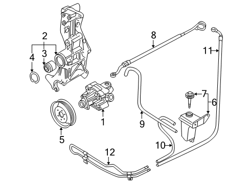 2005 Volkswagen Passat P/S Pump & Hoses, Steering Gear & Linkage Diagram 2