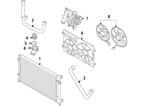 2009 Volkswagen Jetta Cooling System, Radiator, Water Pump, Cooling Fan Diagram 4