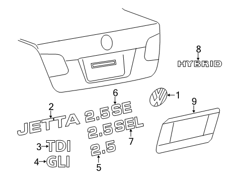 Volkswagen 5C6-853-675-BB-2ZZ Nameplate 5C6-853-675-BB-2ZZ Volkswagen Nameplate