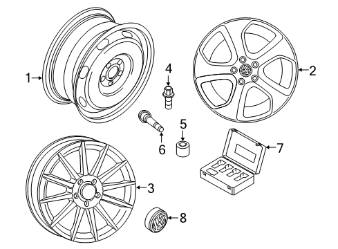 Volkswagen 5G0-601-025-EC-AX1 Wheel, Alloy 5G0-601-025-EC-AX1 Volkswagen Wheel, Alloy