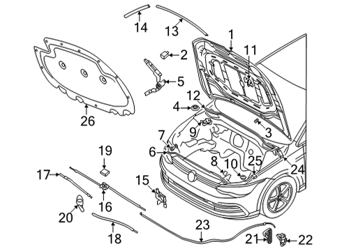 Volkswagen 5H0-898-615-A Hood Hardware Kit Volkswagen 5H0-898-615-A Hood Hardware Kit