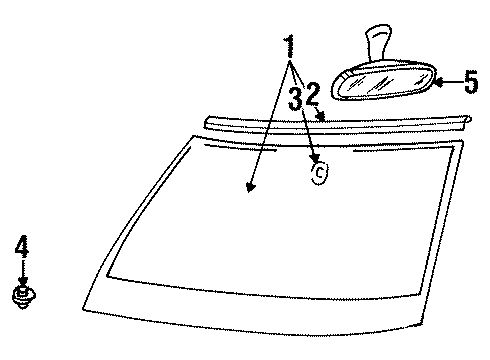 Volkswagen 1HM-845-011-A Windshield 1HM-845-011-A Volkswagen Windshield