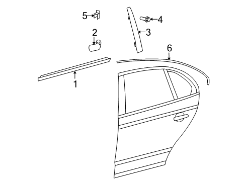 2009 Volkswagen Jetta Exterior Trim - Rear Door Diagram