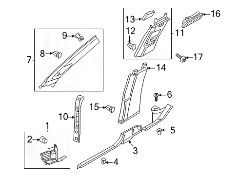 2025 Volkswagen Jetta Interior Trim - Pillars Diagram