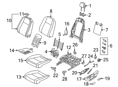 2022 Volkswagen Atlas Passenger Seat Components Diagram