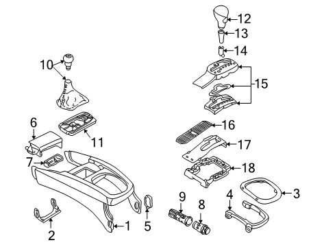 2002 Volkswagen Passat Front Console Diagram