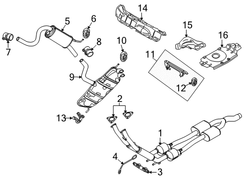 2007 Volkswagen Eos Catalytic Converter Diagram for 1K0-254-505-X