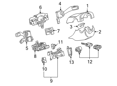 2010 Volkswagen Jetta Shroud, Switches & Levers Diagram