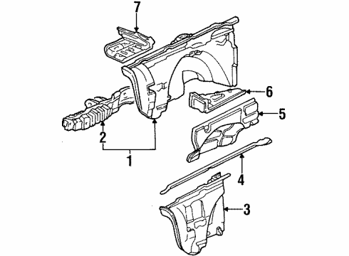 1986 Volkswagen Cabriolet Wheelhouse Brace Diagram for 155-805-181-A