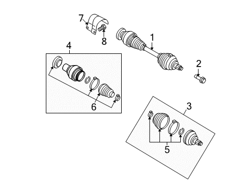 2009 Volkswagen Tiguan Drive Axles - Front Diagram