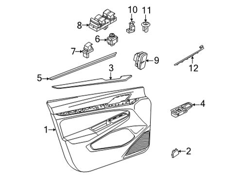 2025 Volkswagen GTI Interior Trim - Front Door Diagram
