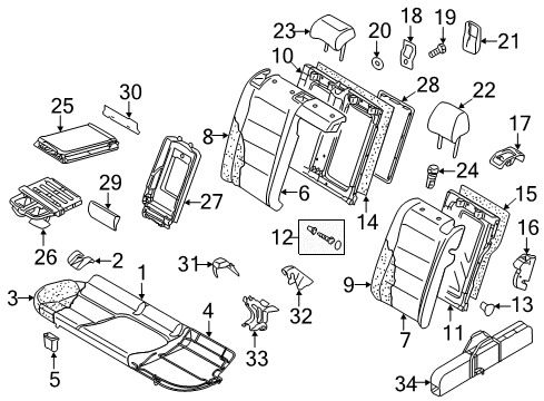 2011 Volkswagen GTI Rear Seat Components Diagram
