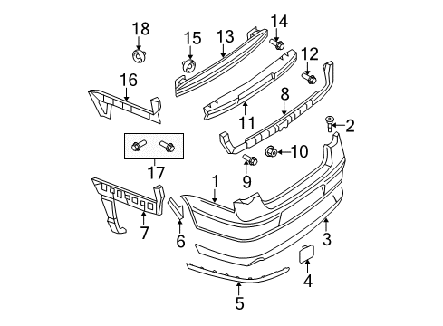 2010 Volkswagen Passat Bumper & Components - Rear Diagram