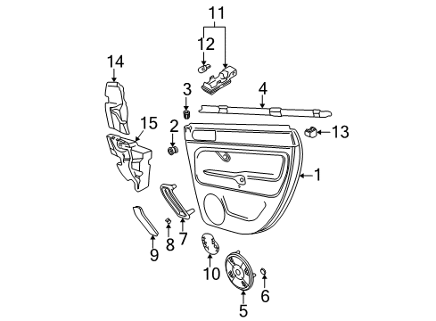 2004 Volkswagen Passat Interior Trim - Rear Door Diagram