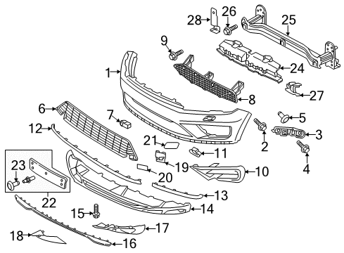 2015 Volkswagen Touareg Bumper & Components - Front Diagram 3