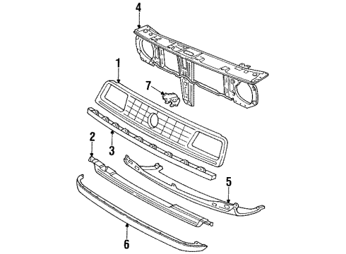 1990 Volkswagen Jetta Grille & Components Diagram