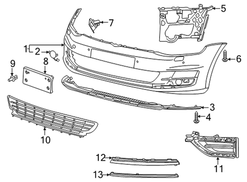 2020 Volkswagen Golf Bumper & Components - Front Diagram