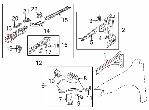 2018 Volkswagen Golf R Structural Components & Rails Diagram